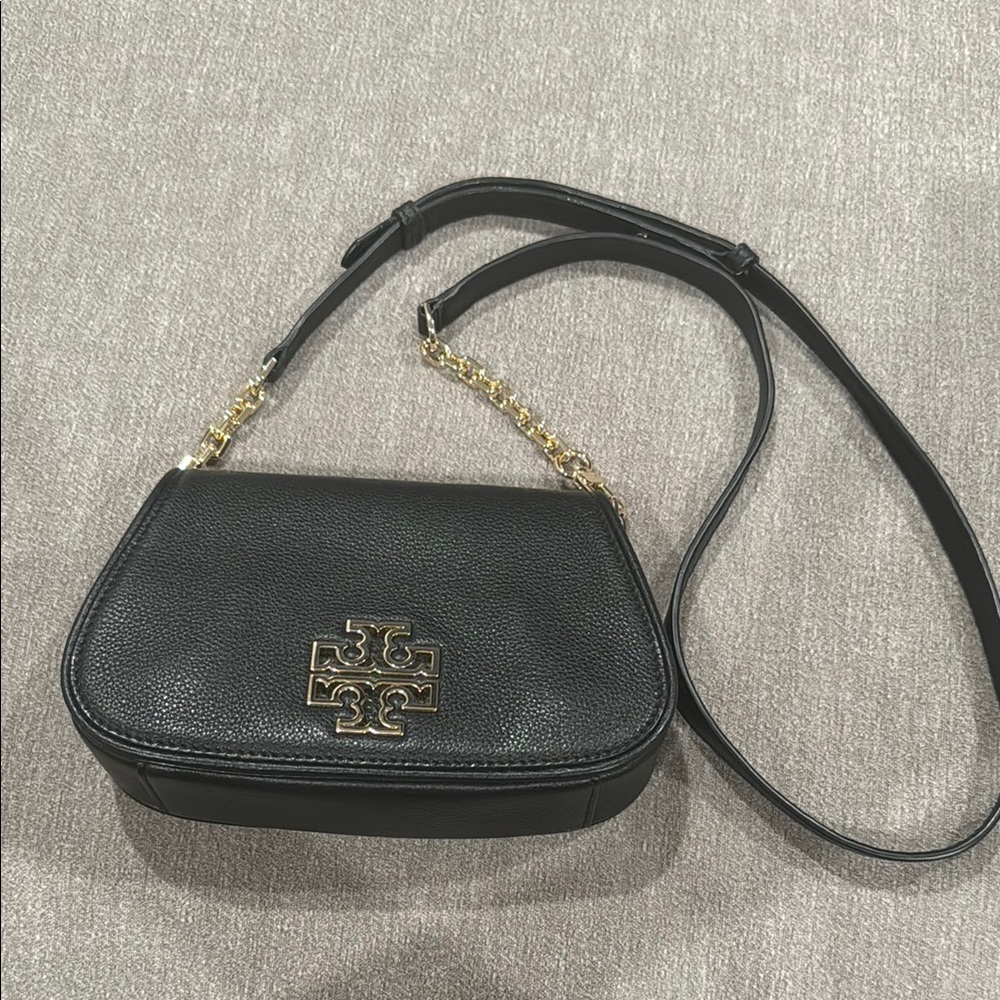 New Tory Burch Black Leather Crossbody Bag